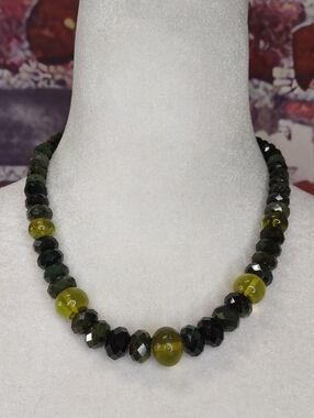 Jay King Faceted Nephrite/Green Amber Gemstone Necklace Necklace
